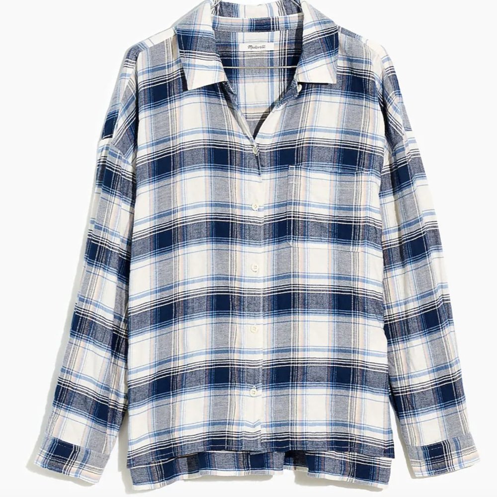 BRAND NEW | Madewell | Flannel Long-Sleeve Boxy Shirt in Herringbone